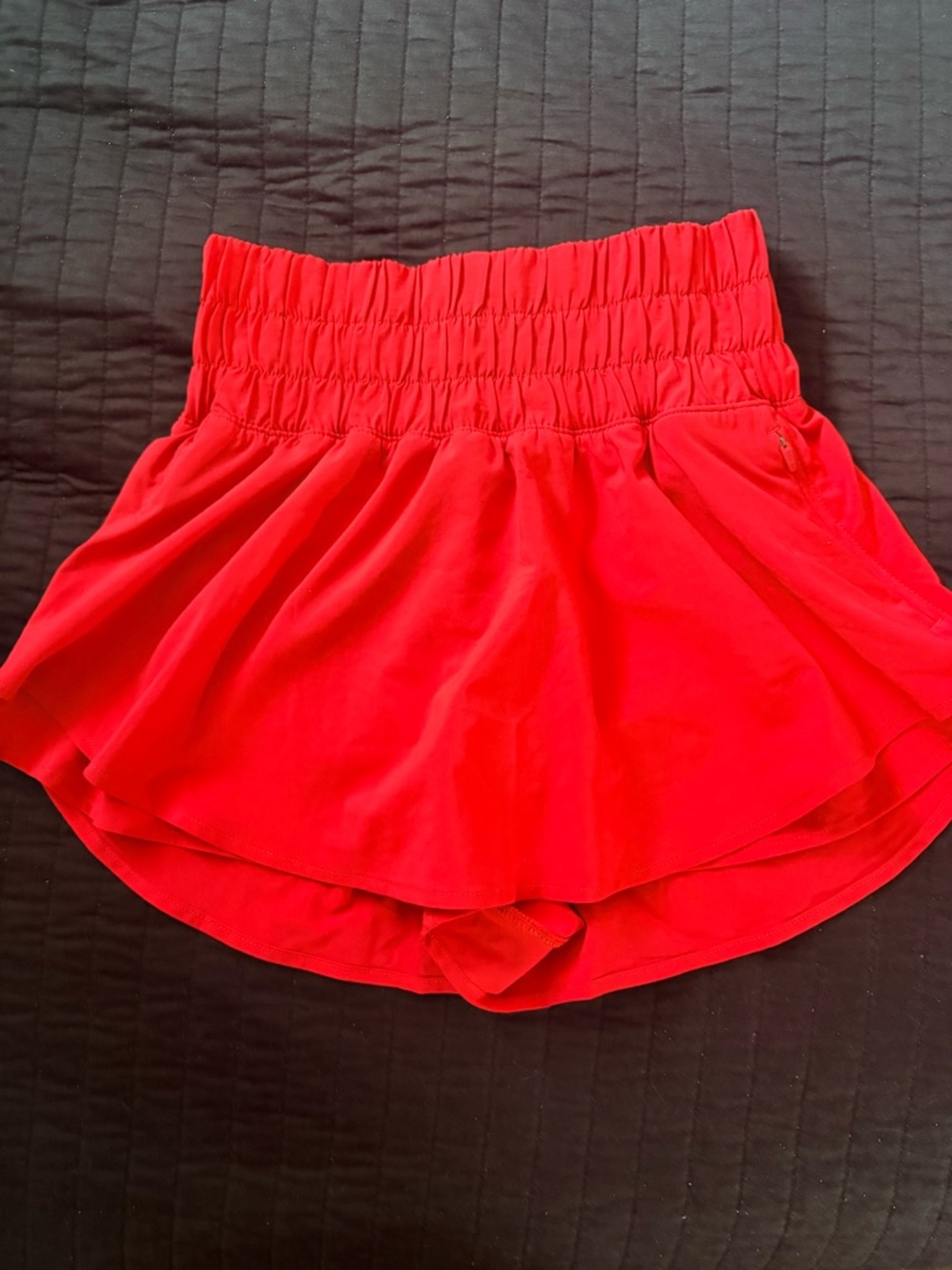 Red Athletic Skort with Smocked Waistband